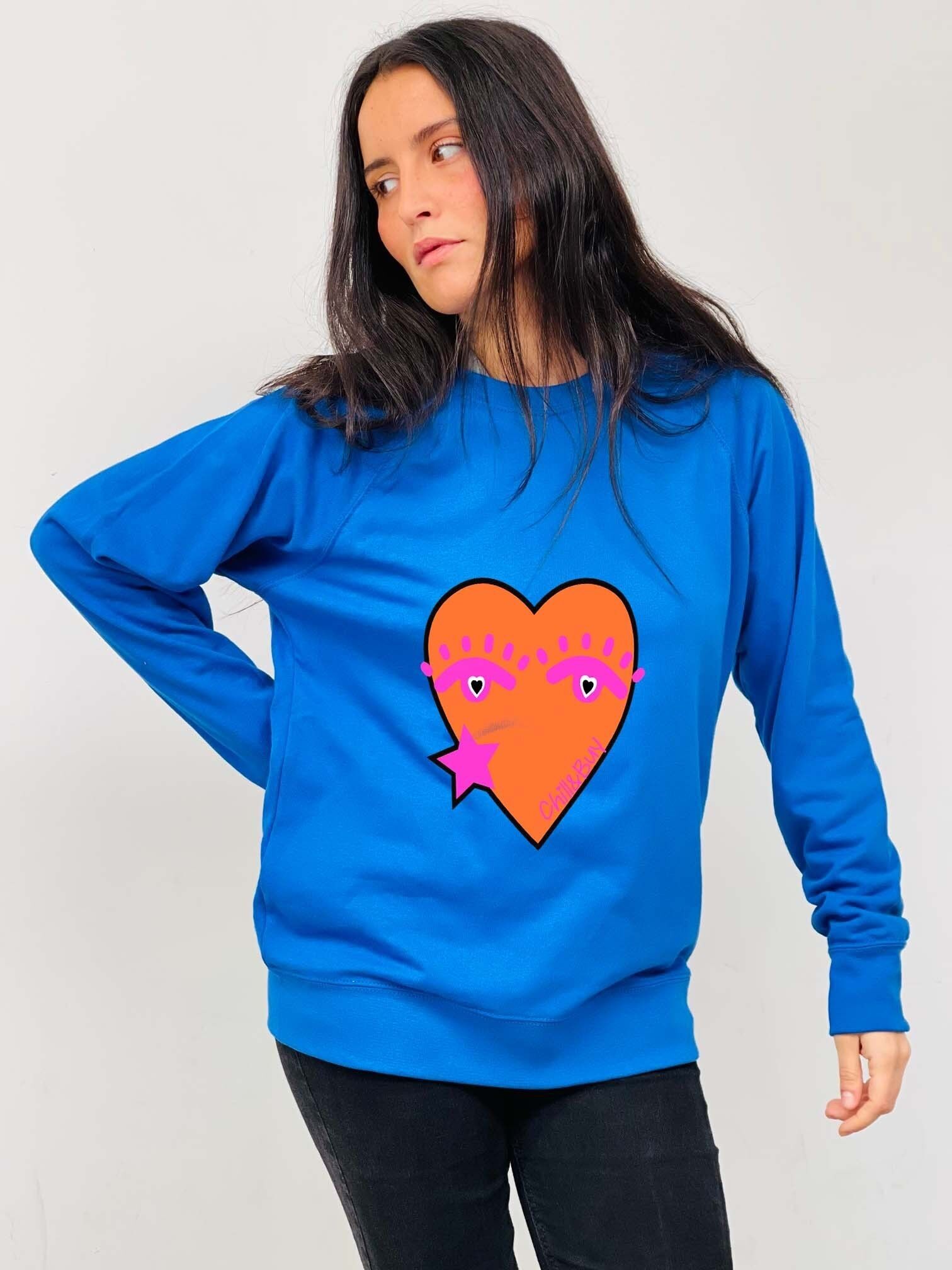 Felpa con bordo cuore occhi azzurri