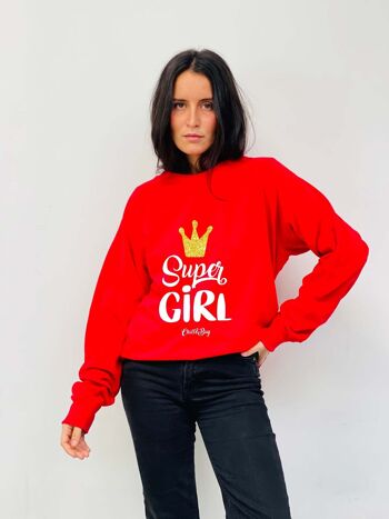 Pull molletonné à bordure rouge Super Girl 6