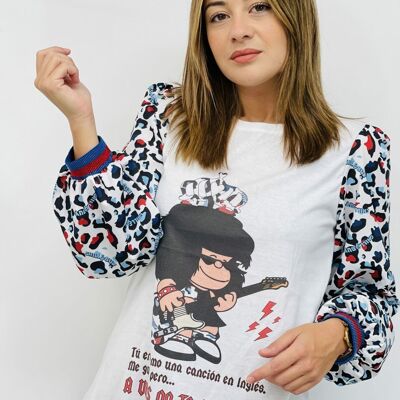 Mafalda Rock Earthly Print Puffed T-shirt