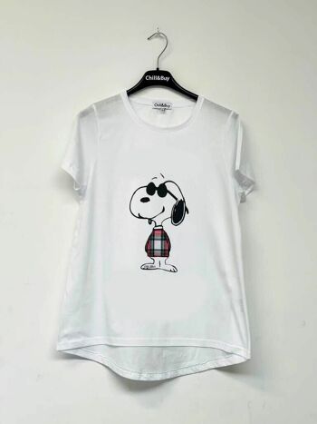 T-shirt Snoopy basique à carreaux blancs 2