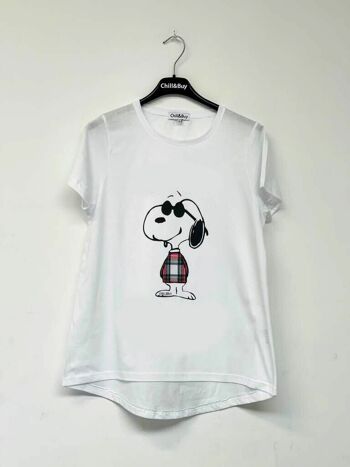 T-shirt Snoopy basique à carreaux blancs 4