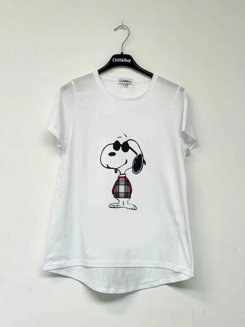 Camiseta Básica Tartán Blanco Snoopy