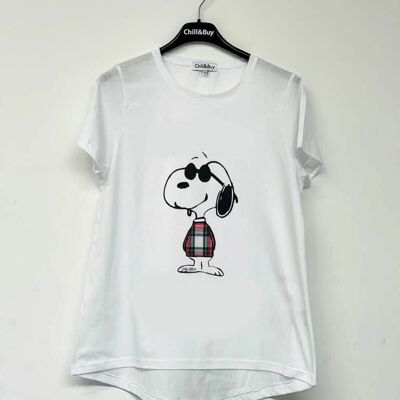T-shirt Snoopy basique à carreaux blancs