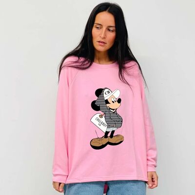 Mickey Hood Basic Sweatshirt Pink