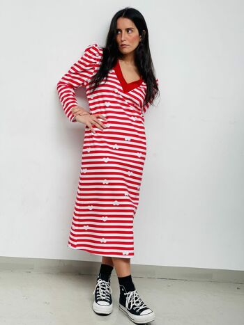 Robe longue rayée rouge 4