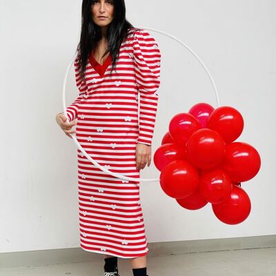 Red Striped Long Dress