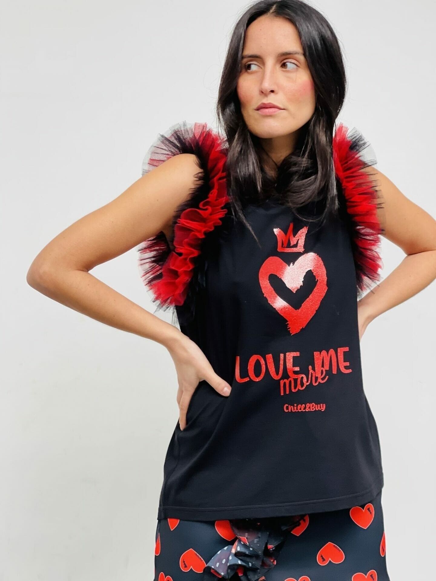 T-shirt in tulle multiplo Love Me More