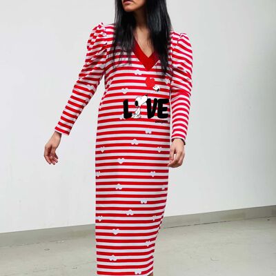 Long Dress Red Stripes Snoopy Balloons