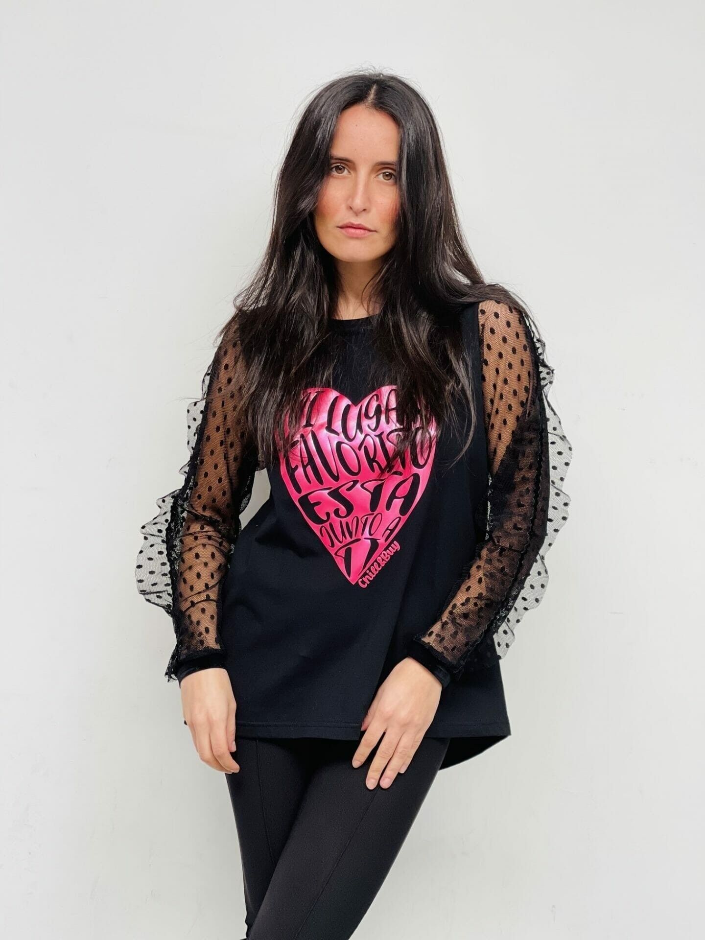 T-shirt preferita con Plumeti in velluto a cuore