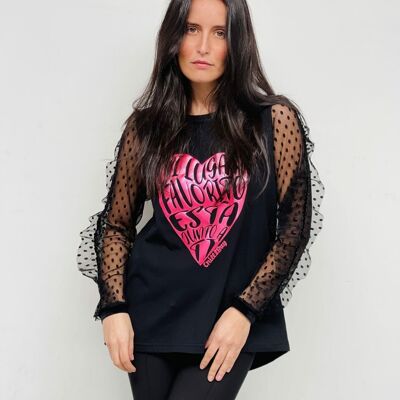 T-shirt Heart Velvet Plumeti
