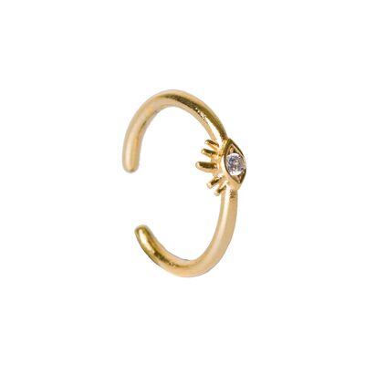 Gold zirconia eye alliance ring