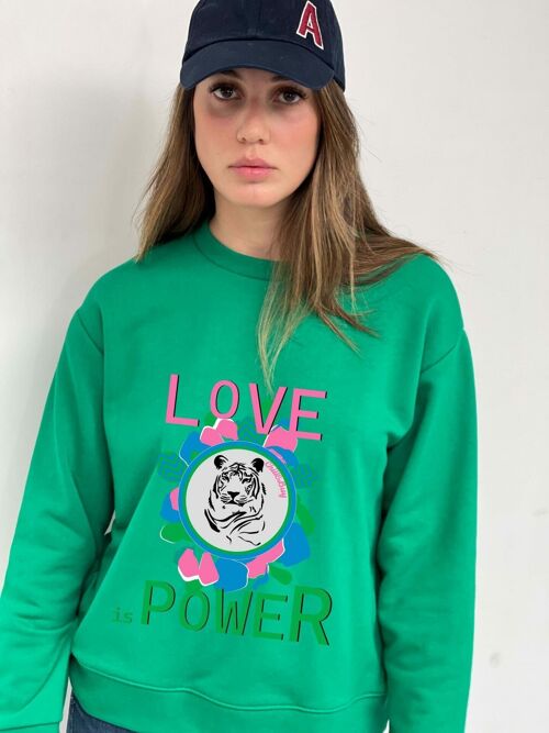 Sudadera Over Love is Power Verde