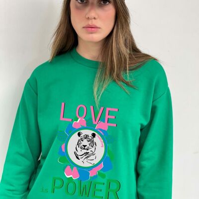 Over Love is Power Sweatshirt Grün