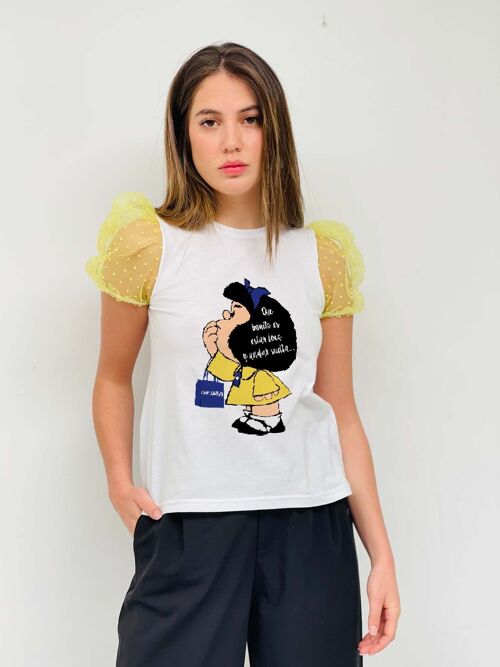 Camiseta Manga Corta Plumeti Mafalda Loca Amarillo