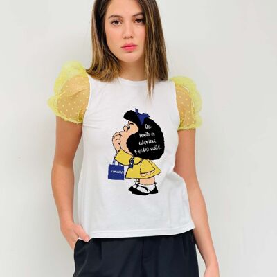 Yellow Mafalda Loca Plumeti Short Sleeve T-shirt