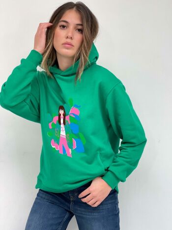 Sweat à capuche vert Geo Girl 4