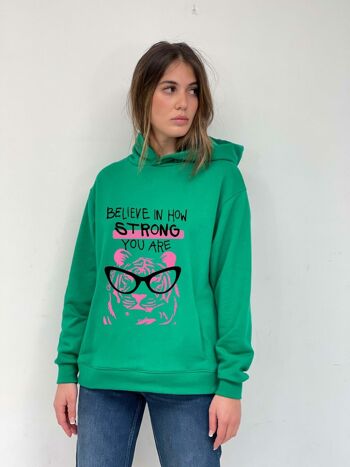 Sweat à Capuche Tiger Strong Vert 2