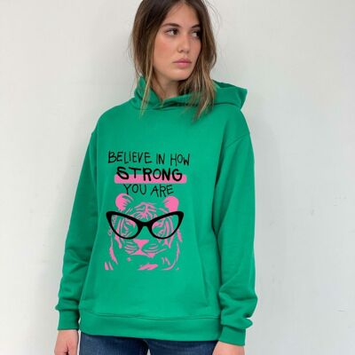 Tiger Strong Green Hooded Sweatshirt