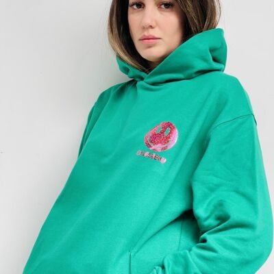 Green Smile Glitter Hoodie