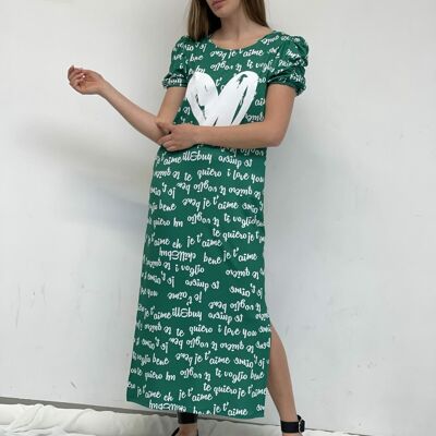 Zahara Langes Kleid mit Buchstabendruck