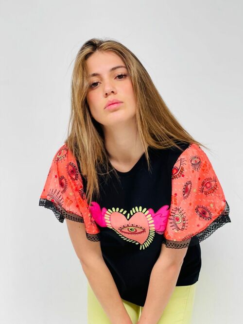 Camiseta Volante Puntilla Mandarina Alas Eyes