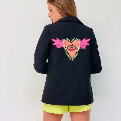 Wings Eyes Ruffle Lapel Blazer