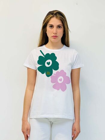 T-shirt basique à grandes fleurs 2