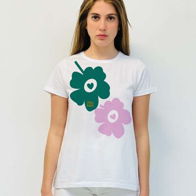 T-shirt basique à grandes fleurs