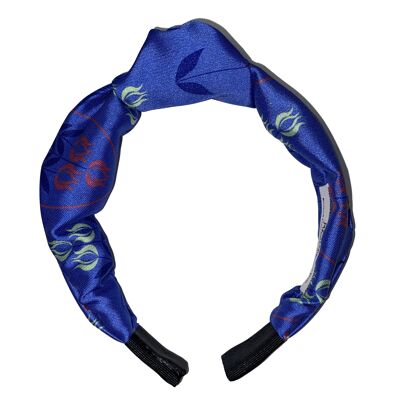 Retro Flowers Blue Headband Knot