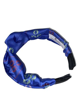 Noeud Bandeau Bleu Fleurs Rétro 2