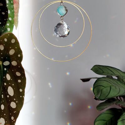 MIA Amazonite - Suncatcher Pierre naturelle, laiton, et cristal de verre