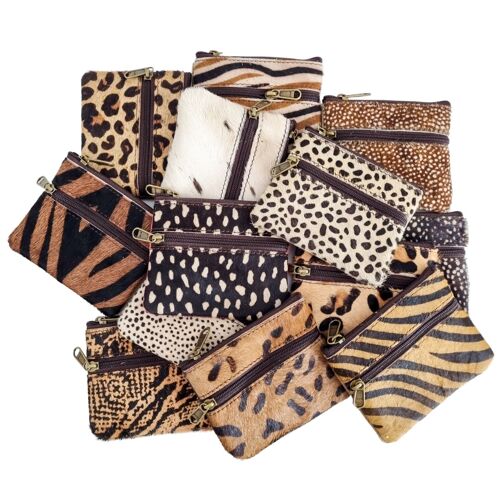 Leather animal print wallet
