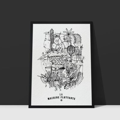 Floating Machine Poster - black and white