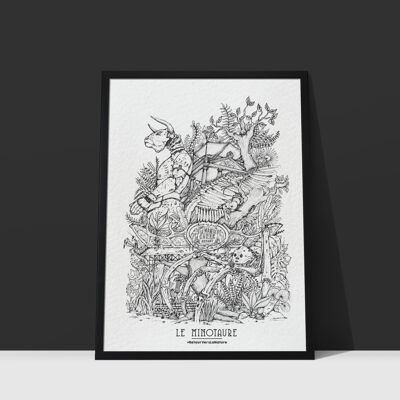 Minotaur poster - black and white