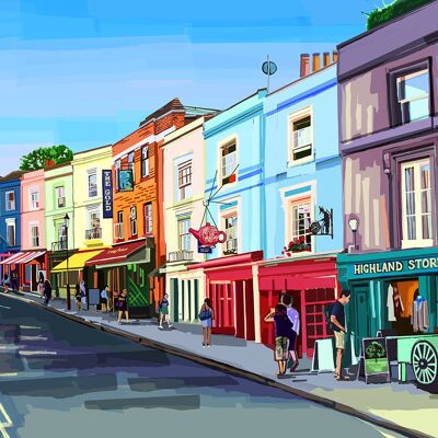 Portobello Road, Notting Hill, West London A3 Art Print