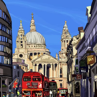 St Paul's Cathedral Blue, London A3 Art Print
