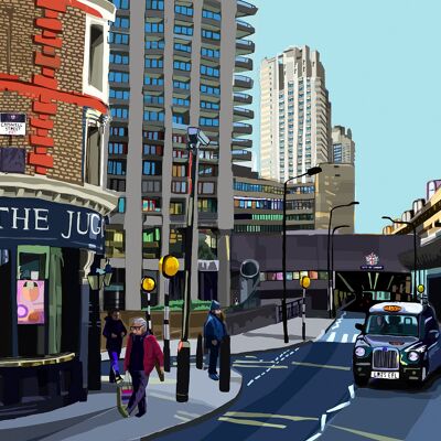 The Barbican and Jugged Hare, London A3 Art Print