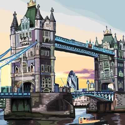 Tower Bridge at Dusk, London A3 Art Print