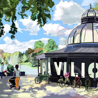 Pavilion Cafe, Victoria Park, East London A3 Art Print