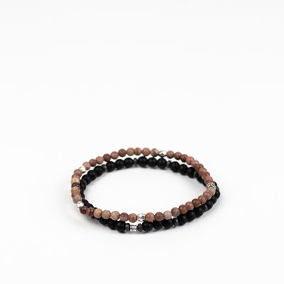 Pulsera roca natural 5mm (Rosado)