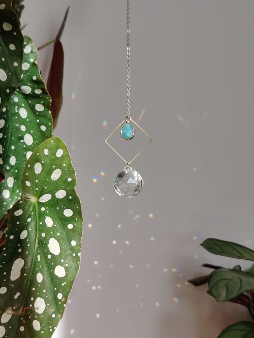 BOHO Suncatcher Amazonite en laiton et cristal de verre