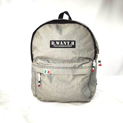 Backpack in recycled polyester fabric, melange gray