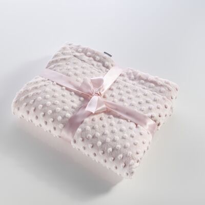 Couverture petits points 100% polyester  rose