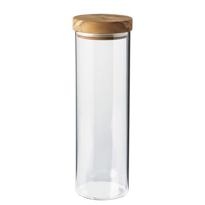 Storage jar with lid, olive wood, 1500 ml, height: 31 cm