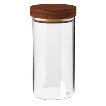 Pot de conservation avec couvercle, bois de noyer, 900 ml, hauteur : 20 cm