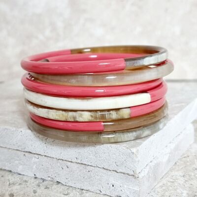 Horn Bangle Bracelet - 5 mm - Trio Pink