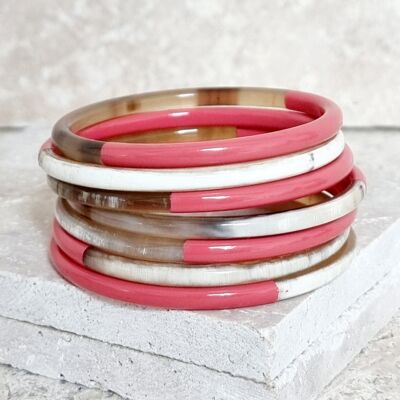 Horn Bangle Bracelet - 5 mm - Duo Pink