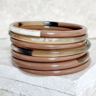 Bracciale rigido in corno - 5 mm - Duo Brownie