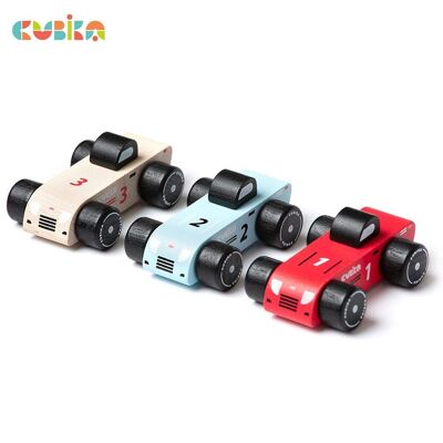 Wooden racing cars, 3 pcs.