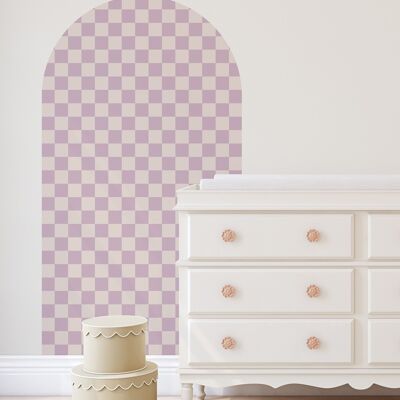 Zelfklevende behangboog Purple Checkers